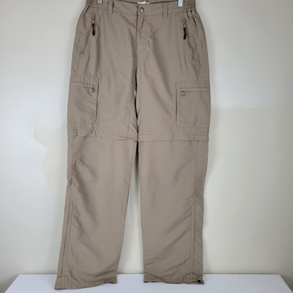 REI Womens Convertible Cargo Hiking Pants Khaki Tan Zip Off Shorts Trail 12 Tall